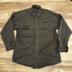 Woolrich Shirt Mens Medium dark Green Long Sleeve Loden Button Up Casual Outdoor